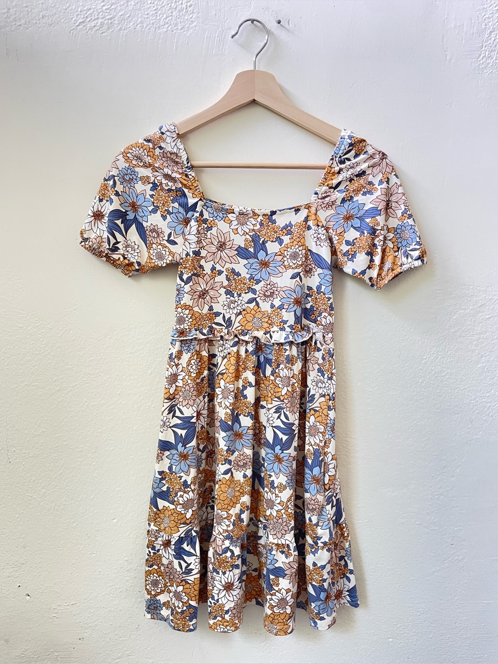 Btween Girls Floral Tiered Dress Size 10 Flutter Sleeve Casual Summer